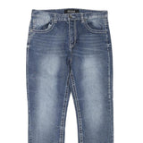 TRUE LUCK Womens Blue Regular Straight Denim Medium W36 L32 Zip Jeans