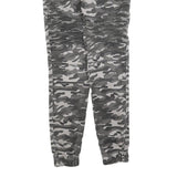 CAPE CANTO Mens Slim Drawstring Cotton Blend Grey Camouflage Trousers W30 L30