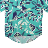 VARAN Mens Blue & Green Floral Cotton Blend Shirt M Summer Casual Short Sleeve