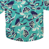 VARAN Mens Blue & Green Floral Cotton Blend Shirt M Summer Casual Short Sleeve