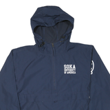 CHAMPION Mens Navy Blue University Print Track Jacket S Polyester Plain Zip