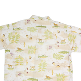 G.P.S Mens Cream & Green Printed Casual Cotton Shirt 2XL Summer Short Sleeve