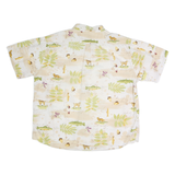 G.P.S Mens Cream & Green Printed Casual Cotton Shirt 2XL Summer Short Sleeve