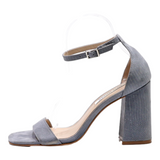 STEVE MADDEN Block Heels Blue Leather Womens UK 5.5