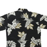 Mens Black & Beige Floral Print Polyester Blend Shirt L Summer Casual