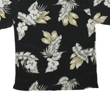 Mens Black & Beige Floral Print Polyester Blend Shirt L Summer Casual