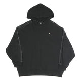 ADIDAS Womens Black Cotton Blend Hoodie UK 14 Three Stripe Casual