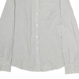 PENNYBLACK Mens White & Grey Striped Shirt L Cotton Blend Classic Fit