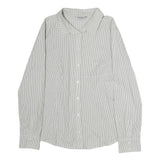 PENNYBLACK Mens White & Grey Striped Shirt L Cotton Blend Classic Fit