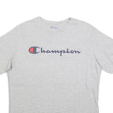 CHAMPION Mens Grey L Graphic T-Shirt Short Sleeve Crew Neck Cotton Blend Logo