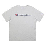 CHAMPION Mens Grey L Graphic T-Shirt Short Sleeve Crew Neck Cotton Blend Logo