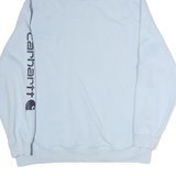 CARHARTT Mens Light Blue Hoodie 2XL Cotton Pullover Sweatshirt Logo Print