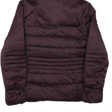 DKNY Womens Maroon Bomber Jacket L Polyester Blend Plain Zip Hooded Stylish