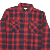 LEVI'S Mens Red & Navy Blue Plaid Button Jacket S Cotton Blend Casual Classic