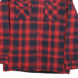 LEVI'S Mens Red & Navy Blue Plaid Button Jacket S Cotton Blend Casual Classic