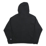 CHAMPION Womens Black Hooded Pullover Hoodie L Embroidered Logo