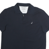 NAUTICA Mens Blue Short Sleeve Plain L Cotton Polo Shirt Classic Fit