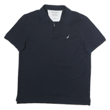 NAUTICA Mens Blue Short Sleeve Plain L Cotton Polo Shirt Classic Fit