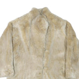 Womens Beige Faux Fur Button Jacket XL Polyester Blend Plush Soft Warm