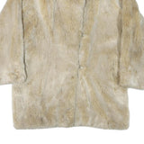 Womens Beige Faux Fur Button Jacket XL Polyester Blend Plush Soft Warm