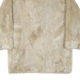 Womens Beige Faux Fur Button Jacket XL Polyester Blend Plush Soft Warm