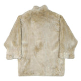 Womens Beige Faux Fur Button Jacket XL Polyester Blend Plush Soft Warm