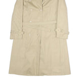 Womens Beige Classic Cotton Trench Jacket L Button Closure Belted