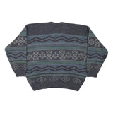 TIP TOP TAILORS Mens Grey Patterned V Neck Chunky Knit XL Jumper Acrylic Sweater