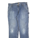 CARHARTT Mens Blue Relaxed Straight Denim Medium W36 L34 Workwear Jeans Zip