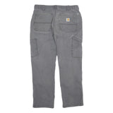 CARHARTT Mens Cotton Grey Relaxed Straight Trousers W34 L30 Workwear