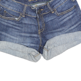 WRANGLER Womens Denim Blue Cotton Roll Up Shorts XS W26 Casual Summer Pocket