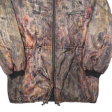 Womens Brown & Black Zip Up Patterned Jacket L Polyester Blend Outdoor Classic