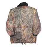 Womens Brown & Black Zip Up Patterned Jacket L Polyester Blend Outdoor Classic