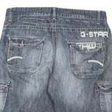 G-STAR Mens Shorts Blue Cargo Washed XL W40 Denim Cotton Blend