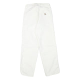 DICKIES Mens White Cotton Blend Regular Fit Straight Leg Trousers W24 L28