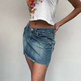 Unbranded Mini Denim Skirt - 29W UK 10 Blue Cotton