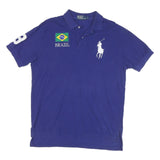 POLO RALPH LAUREN Mens Blue Brazil Short Sleeve Polo Shirt L Cotton Blend
