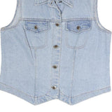 Womens Blue Denim Cotton Sleeveless Button Jacket Vest M Casual Classic