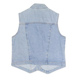 Womens Blue Denim Cotton Sleeveless Button Jacket Vest M Casual Classic