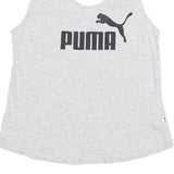 PUMA Womens Grey Sleeveless Top Scoop Neck Logo UK 8 Cotton Blend Casual