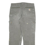 CARHARTT Mens Cotton Blend Grey Relaxed Straight Trousers W36 L34 Workwear