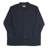 DICKIES Mens Navy Blue Work Shirt 2XL Polyester Blend Long Sleeve Button