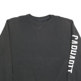 CARHARTT Mens Black 2XL Crew Neck Sweatshirt Cotton Blend Pullover Logo Sleeve
