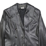 ROISIN DESIGNS Womens Black Leather Button Jacket UK 14 Classic Tailored