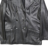 ROISIN DESIGNS Womens Black Leather Button Jacket UK 14 Classic Tailored