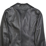 ROISIN DESIGNS Womens Black Leather Button Jacket UK 14 Classic Tailored