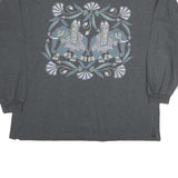 AMERICAN BANDANNA Mens Charcoal Grey Graphic T-Shirt XL Long Sleeve Crew Neck