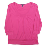 TOMMY HILFIGER Womens Pink Plain Basic Top 3/4 Sleeve Scoop Neck M Casual
