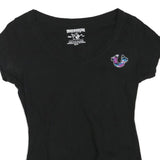 TRUE RELIGION Womens Black Graphic T-Shirt XS Short Sleeve V-Neck Camouflage