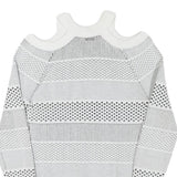 GUESS Womens White Patterned Jumper Cold Shoulder Round Neck Chunky Knit XS